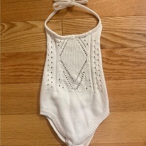 Chic White Knit Kids Bodysuit